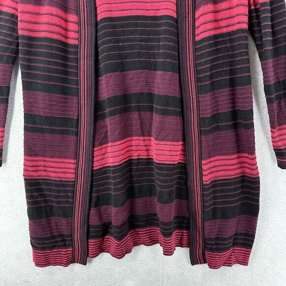 Chicos Cardigan Sweater Womens‎ 1 (MEDIUM) Long Sleeve Striped Pink Open Front - Picture 11 of 16